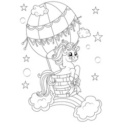 Funny unicorn coloring page for children