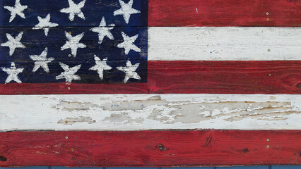 country flag painted on old wood plank