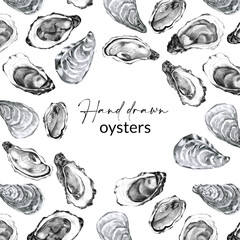 Backdrop with hand drawn oysters