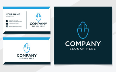 Shovel building logo suitable for company with business card template