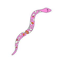 Vector illustration of a small pink snake with spots isolated on a white background