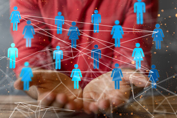 Abstract network of physical devices on the Internet using a network connection with statistics...