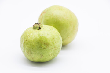 Guava or peyara fruit isolated on the white background. selective focus