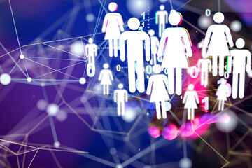 Abstract technology group and data 3d