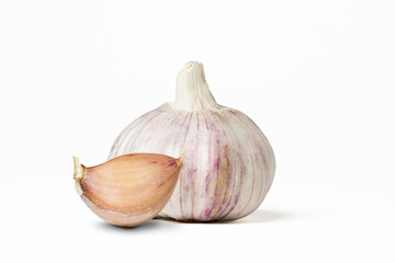 Garlic isolated on white background. Vegetables are good for health.