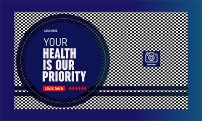 Medical healthcare Editable video thumbnail and web banner template for hospital, clinic, dental hospital .Editable video thumbnail template