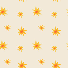 Seamless pattern with orange sparkles. Abstract minimalistic background. Pattern for textiles, wrapping paper. Vector illustration