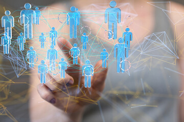Abstract network of physical devices on the Internet using a network connection with statistics numbers 3d illustration