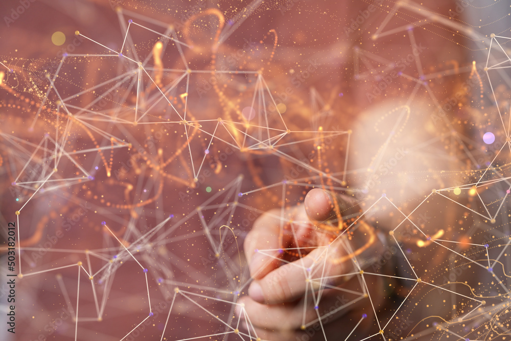 Wall mural cloud network computer connects to internet server service for cloud data transfer