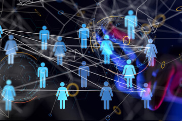 Abstract technology group and data 3d