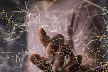 Digital technology background. Network connection dots and lines.