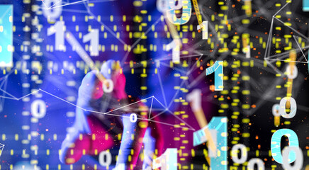 Obraz premium Global network. Blockchain. 3D illustration. Neural networks and artificial intelligence. Abstract