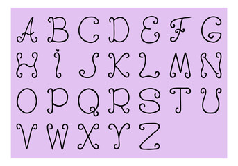 Calligraphic English alphabet in doodle style. Freehand drawing. Sketch. Hand Drawn.	