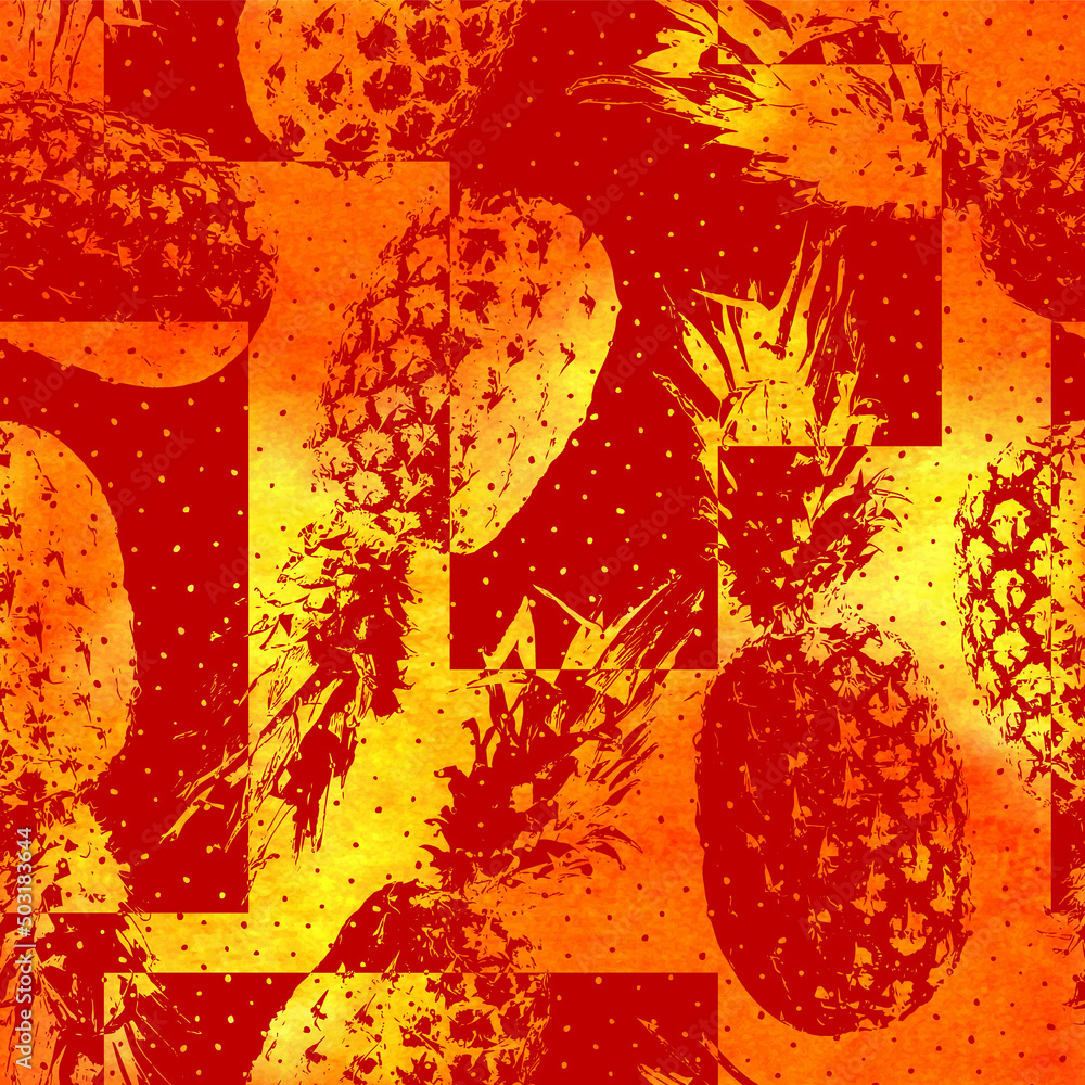 Poster pineapple seamless pattern. repeated exotic background. tropic backdrop. repeating tropical spring o
