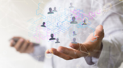 Neural network concept. Connected cells with links.