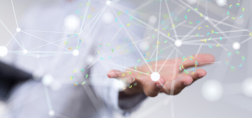 Digital technology background. Network connection dots and lines.