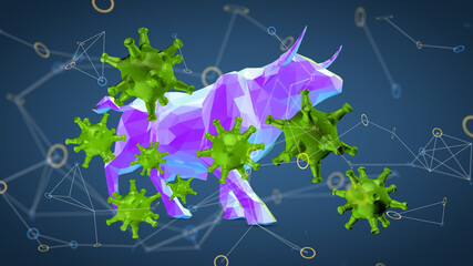 virus Connecting lines and dots.Big data visualization