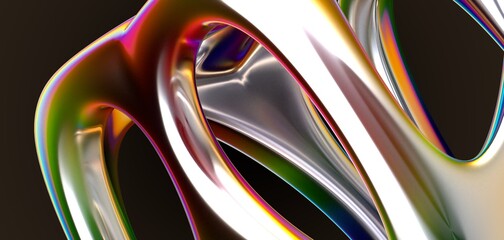 3D render abstract background. Colorful twisted shapes in motion. Computer generated digital art for poster, flyer, banner