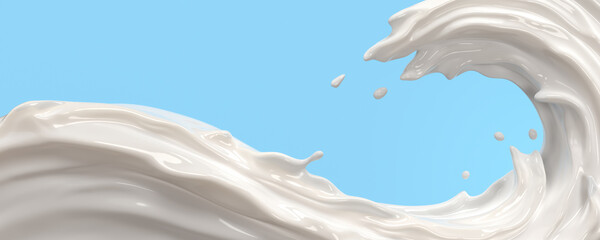 Milk or yogurt splash, 3d illustration. - 503184430