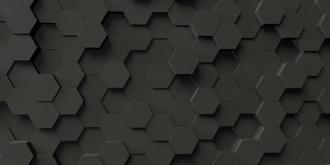 Abstract hexagon geometry background - 3D render design - obrazy, fototapety, plakaty