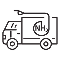 Ammoniac gas fuel.Transport uses NH3. Automobiles with ammoniac motor.Clean transportation concept.Outline vector illustration. Isolated on white background.