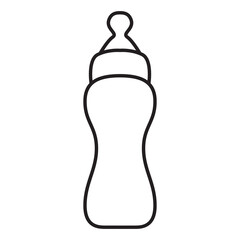 Bottle of baby pacifier.Outline icon of baby bottle.Isolated on white background. Vector illustration.