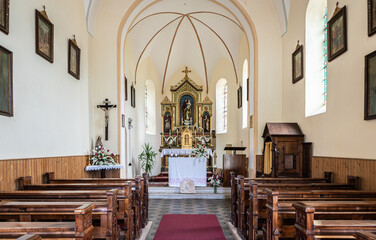 Fototapeta na wymiar interior of the Church St. Joseph in Ronchi - Rungg in South Tyrol, northern Italy. may 1st, 2022