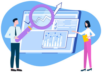 Data analysis research statistics concept. Strategy, business development. Results of statistical business research. Analyze growth of statistical indicators, income. Finance data and profit growth