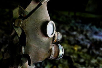 Used gas masks in Chernobyl school