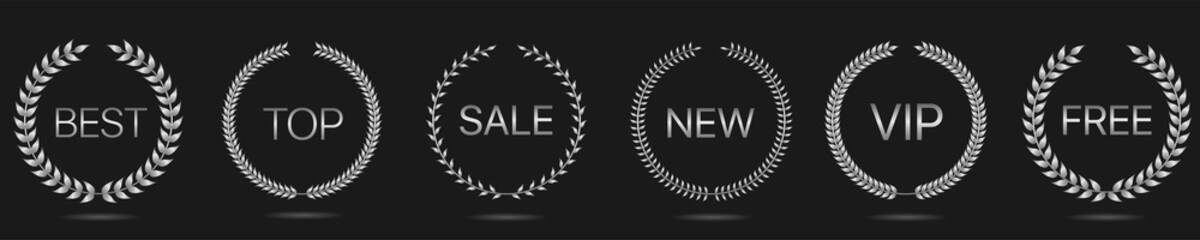 Best offer silver laurel wreath label set