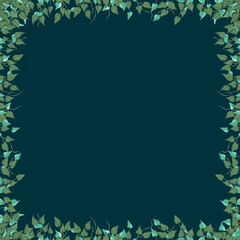 Ilustracja motyw roślinny zielone niebieskie liście na ciemnym tle	
 - obrazy, fototapety, plakaty