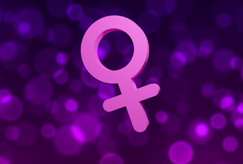 3D beautifully rendered blue female gender symbol. Minimal idea concept, 3D Render