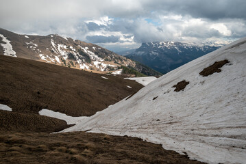 snow-covered slope in a mountain valley