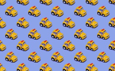Texture with taxi car. Seamless pattern of children's car.