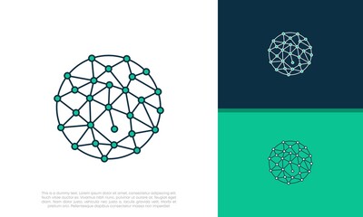 Abstract artificial intelligence logo. Innovative high tech logo template. Smart computer. machine learning. Cognitive logo. Technology Logo.