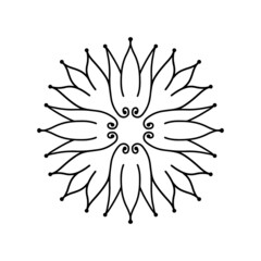 Cute set of isolated single flowers elements in doodle style for different types of decoration, postcards, stickers.