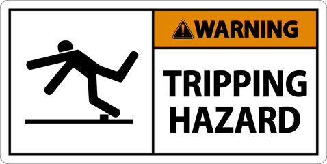 Warning Tripping Hazard Sign On White Background