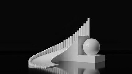 3D illustration, Modern minimalist mockup for podium display or showcase, black 3D rendering background for product promotion. Abstract platform.