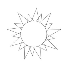 Doodle cartoon sun. Vector line art illustration, logo, childrens coloring page