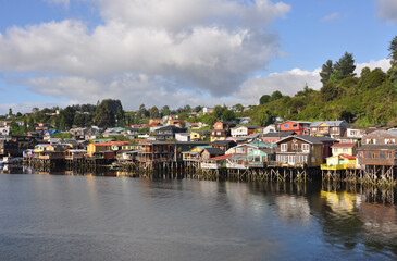 Fototapeta na wymiar Palafitos on Chiloe Island, Chile.