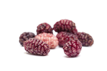 Organic Mulberries fruits on white