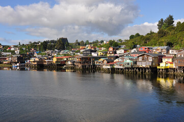 Fototapeta na wymiar Palafitos on Chiloe Island, Chile.