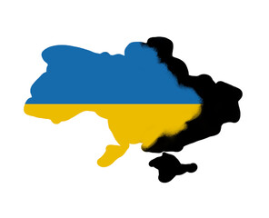 map of Ukraine with national colours and occupied territories