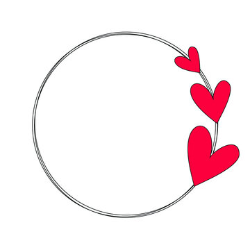Heart frame vector illustration isolated on white background. Decorative heart round frame design.