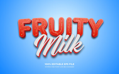 Fruity milk 3D editable text style effect