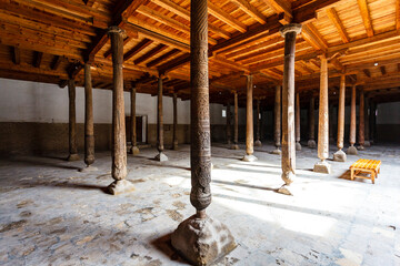 Interior of the Friday mosque in Khiva, Uzbekistan, Central Asia