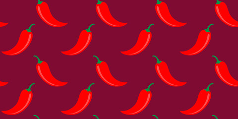 Vector seamless pattern of chilli pepper in vintage style