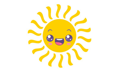 Vector icon of sun in kawaii style