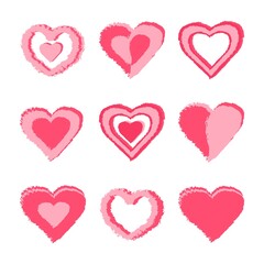 Heart set. Valentine's Day. Vector flat illustration.