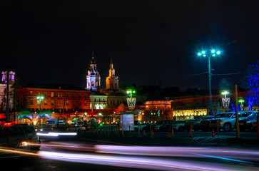 Fototapeta na wymiar Night lights of the modern city.